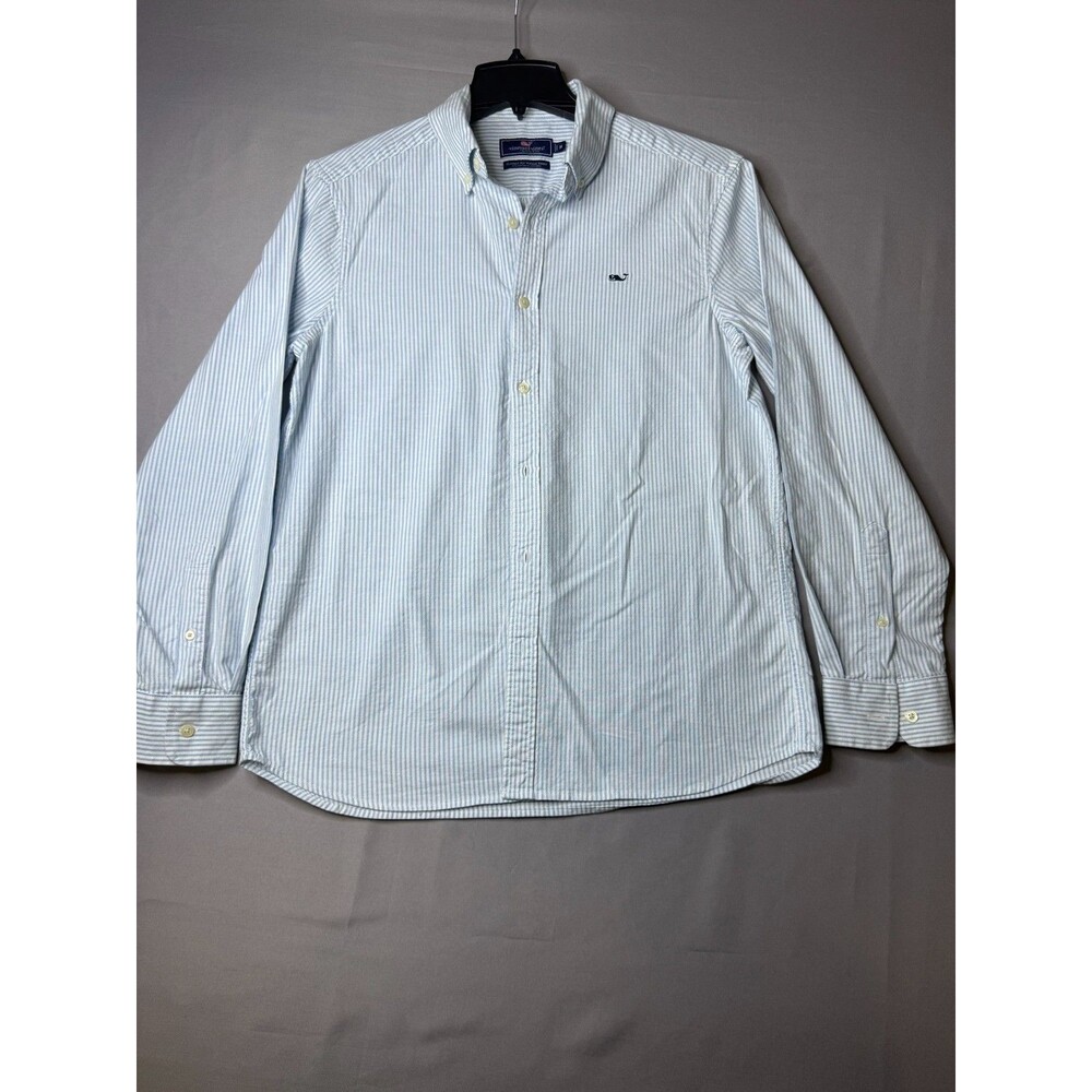 Vineyard Vines Grandmillennial Preppy Button Down Mens M Blue Whale Logo Shirt